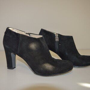 Nine West Black Suede Block Heel Ankle Booties